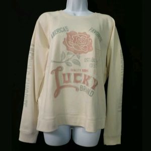 Lucky Brand Large Ivory Rose Pullover